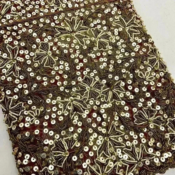 Purse Clutch Wristlet Beaded Sequins Handle 8x6 Push Lock Vintage Handmade - Picture 3 of 4